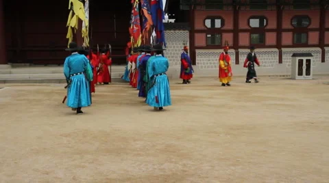 Korean Historical Recreation Performance in Seul 2 Stock Footage 5165277