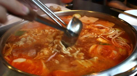 Korean hot pot kimchi stew Stock Footage