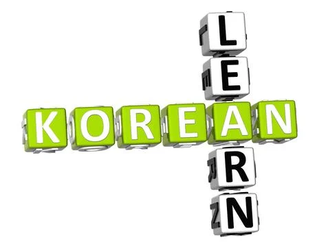 Korean Language Learning Crossword Cubes 3D Illustration Stock Illustration