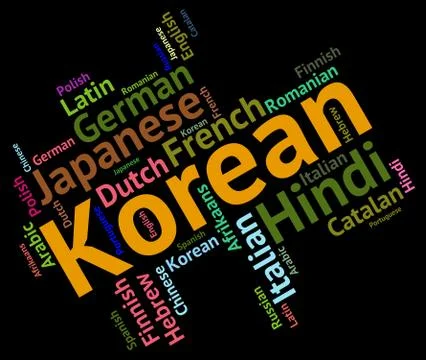 Korean Language Represents Wordcloud Languages And Word Stockillustratie