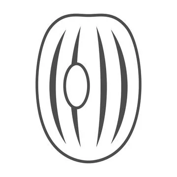 Korean melon thin line icon, fruits and vegetables concept, watermelon vector Stock Illustration
