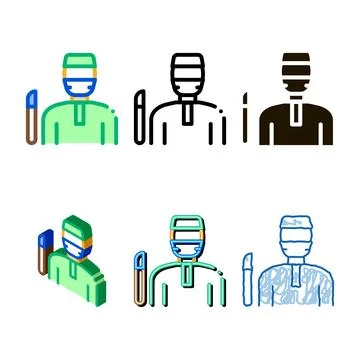 Korean mix doctor icon vector outline Ilustración de archivo