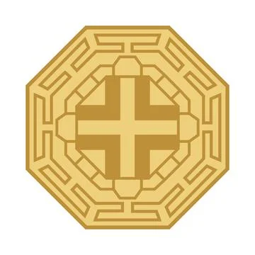 Korean pattern octagon frame Stock Illustration