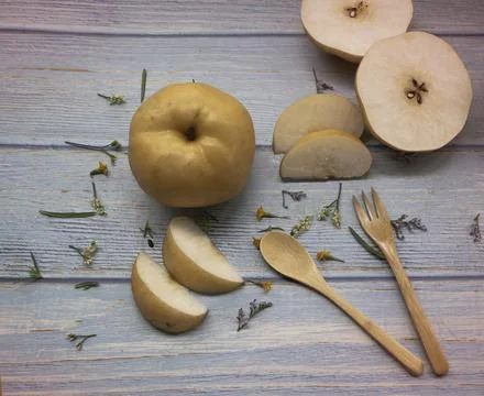 Korean pear put on background Stock-Fotos