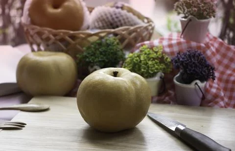 Korean pear put on background 写真素材