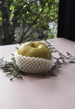 Korean pear put on background Stock Photos