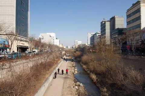 Korean people travel at pedestrian Stock Photos