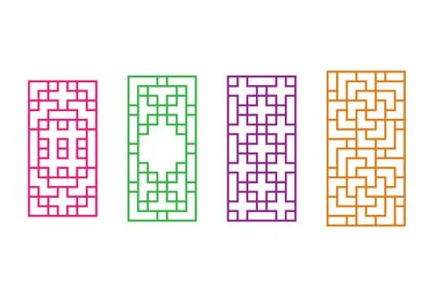 Korean rectangle window frame in vector design Stock Illustration