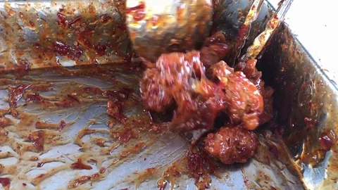 Korean Spicy Chicken Dinner Stock Footage 106046136