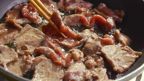 Korean style BBQ in restaurant. Stock Footage 121744816