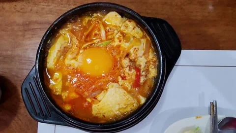 Korean Tofu Stew with Egg Stock-Footage 278686186