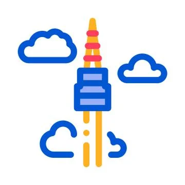 Korean Tower Icon Vector Outline Illustration Ilustración de archivo