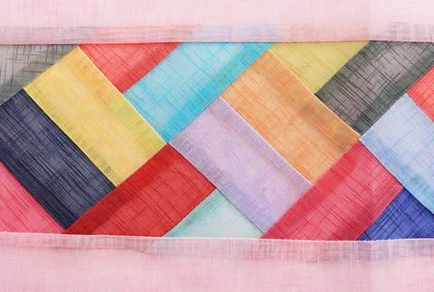 Korean Traditional Patchwork Background of Ramie Fabric. Stockfoto's