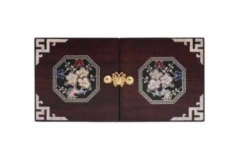 Korean traditional patterned case, ham, isolated on white background Stock Photos