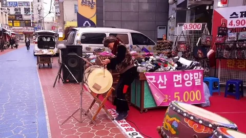 Korean traditional street performance 20171123 HD Stock Footage