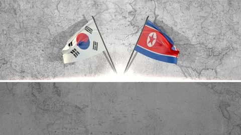 Korean Unity: Flags of South and North Korea Stock Footage 274155046
