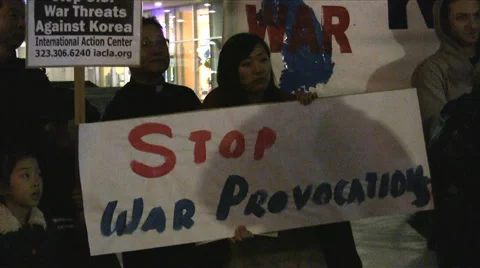Korean War Demonstration - Stop War Provocations Stock Footage 983853