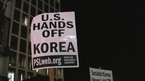 Korean War Demonstration - US Hands off Stock Footage 983775