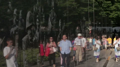 Korean War Memorial in DC Stock Footage 40476485