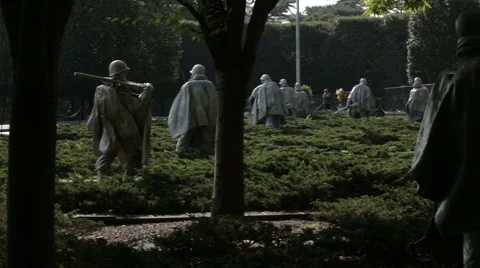 Korean War Memorial in DC Video stock 40476491