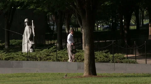 Korean War Memorial in DC Stock Footage 40476582