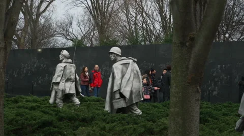 Korean War Memorial in DC Stock Footage 59998261