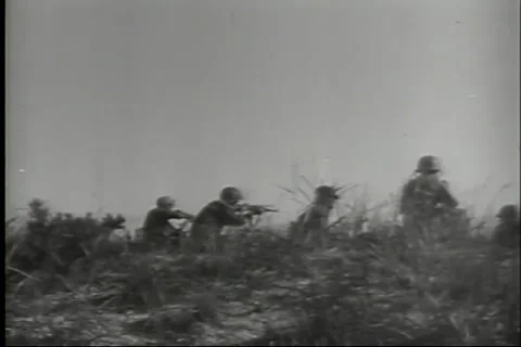 Korean War - Units attack enemy positions - war footage compilation Stock Footage 220683742