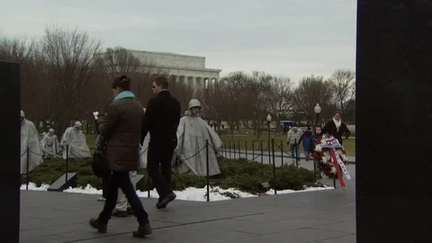 The Korean War Veterans Memorial Stock Footage 123809155