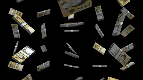 Korean won 50000 Falling Animation Stacks Of Money Stock-Footage 265492794