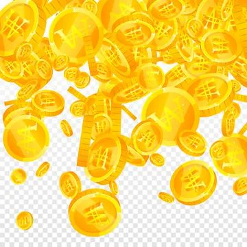 Korean won coins falling. Extra scattered WON coins. Korea money. Popular 스톡 일러스트