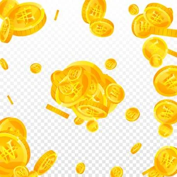 Korean won coins falling. Scattered gold WON イラスト素材