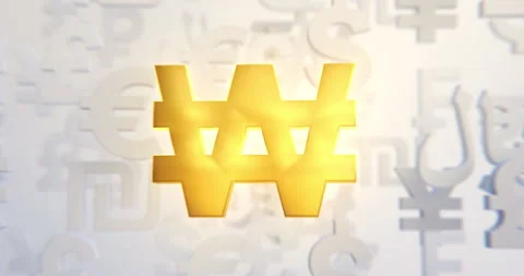 Korean Won Currency Loop in a 3D animation Stock Footage 251423434