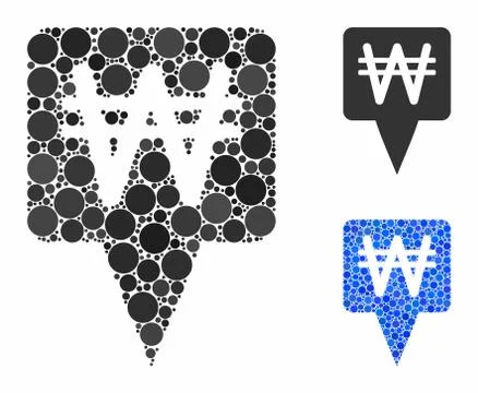 Korean Won map pointer Mosaic Icon of Round Dots イラスト素材