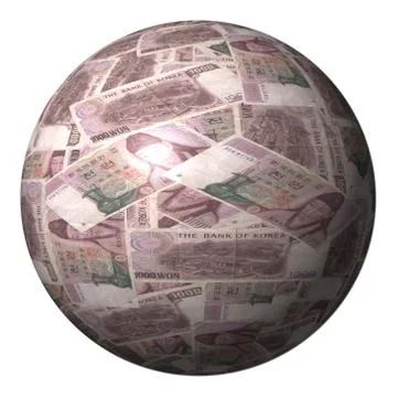 Korean won sphere isolated on white illustration Stock Illustration