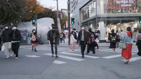 Koreans and foreigners walking around Hondae on Halloween during Covid-19 Stock Footage 164421085