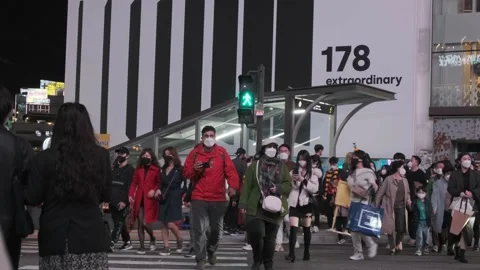 Koreans and foreigners walking around Itaewon on Halloween during Covid-19 Stock Footage 164421729