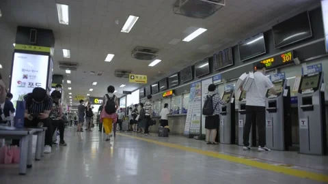 Koreans at Nambu Bus Terminal during Covid-19 Stock Footage 139756875