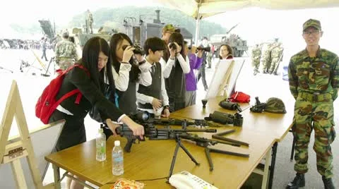 Koreans testing guns Video stock 8928259