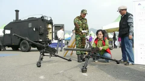 Koreans testing guns Video stock 8928266