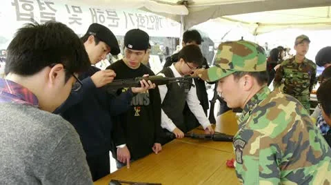 Koreans testing guns Video stock 8928287