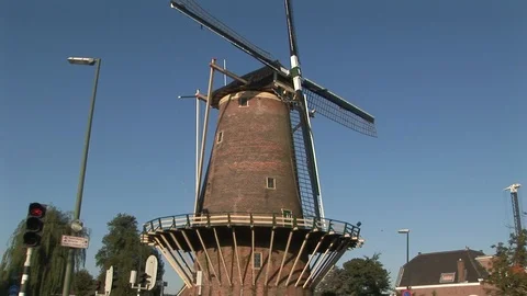 Koren De Hoop windmill in the Dutch town of Maassluis, The Netherlands Stock Footage 105262575