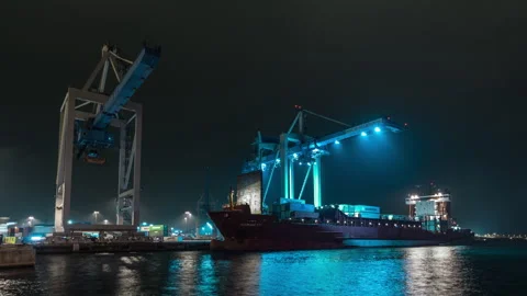 Kornett Container Ship Unloading Maersk Cargo in Helsingborg Stock Footage 341888107