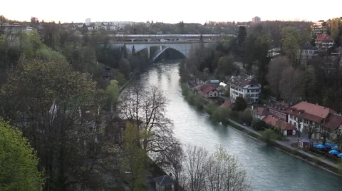 Kornhausbrücke, Ape river in Bern HD Stock Footage 49660118