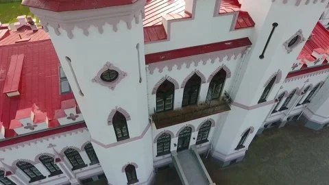 Kosava, Belarus. Aerial view of Kosava Castle. Puslowski Palace Castle. 動画素材 144829296
