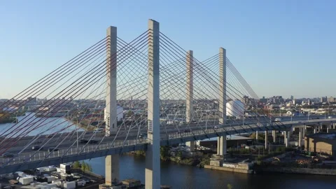 Koscuiuszko Bridge Brooklyn Queens Expressway Drone Aerial View Stock Footage 335260255