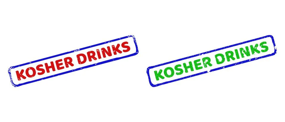 KOSHER DRINKS Bicolor Rough Rectangle Watermarks with Unclean Styles Stock Illustration