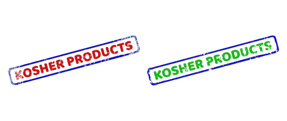 KOSHER PRODUCTS Bicolor Rough Rectangle Watermarks with Scratched Textures Stock Illustration