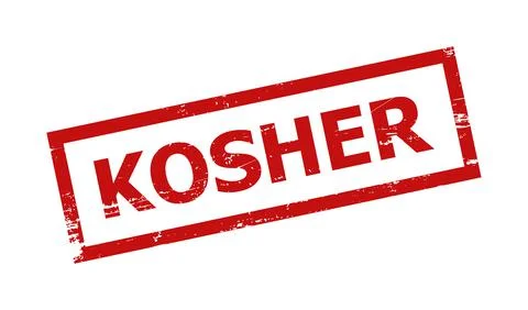 KOSHER Red Rectangle Frame Corroded Stamp Seal Stock Illustration