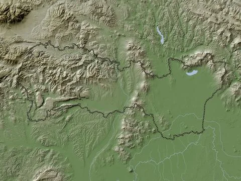 Kosicky, Slovakia. Elevation map colored in wiki style with lakes and rivers Stock Illustration