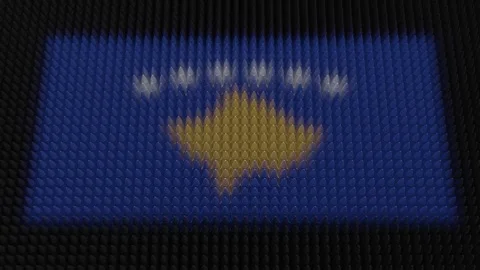 Kosovan Flag Light Shining on Scrolling Bullets Stock Footage 294846915